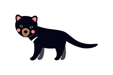 Funny little Tasmanian devil. Vector hand-drawn illustration in cartoon style. Australian wild animal