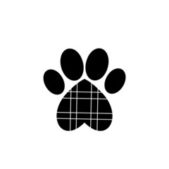 Paw print with heart inside it. Pet care concept icon isolated on white background