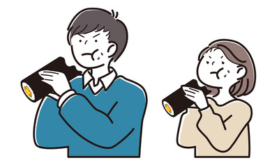 恵方巻を食べる男女