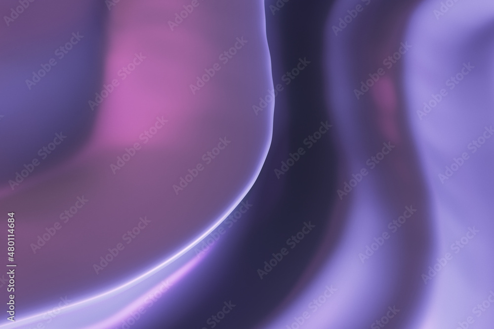 Poster Creative purple cloth curve pattern background. Design and style concept. 3D Rendering.