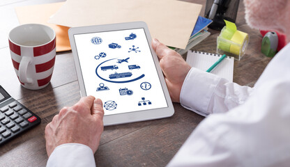 Transportation concept on a tablet