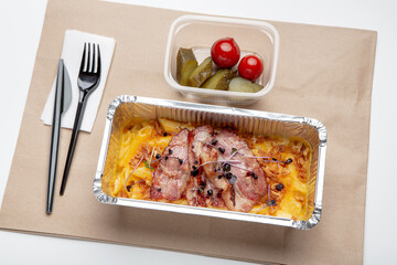 Restaurant menu ad, modern food and home or office delivery