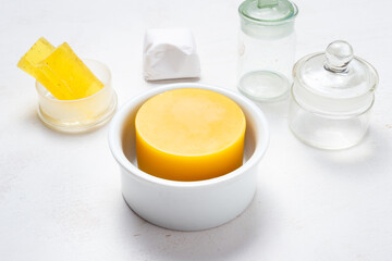 Natural yellow beeswax for homemade cosmetic making