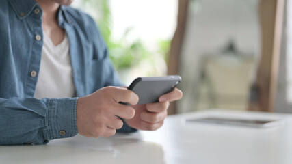 Close Up of Hand using Smartphone, Mobile