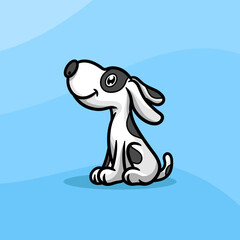happy cute dog illustration with blue background
