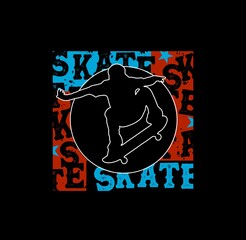 skateboarding, Brooklyn, freestyle action, typography graphic design, for t-shirt prints, vector illustration