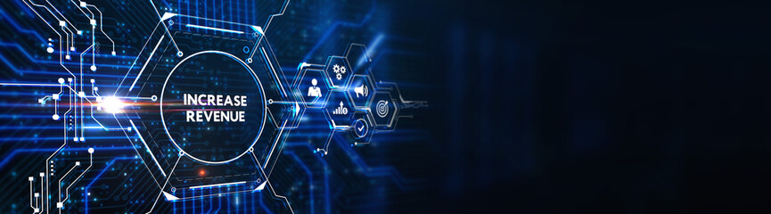 Increase revenue concept. Business, Technology, Internet and network concept.3d illustration