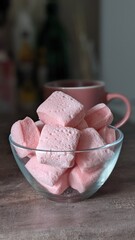 pink marshmallow and cocoa cup