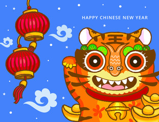 Chinese New Year with tiger Fun Card Design