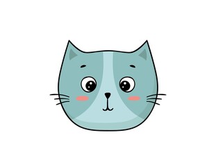 Hand-drawn cat face. Vector cartoon kitty head.