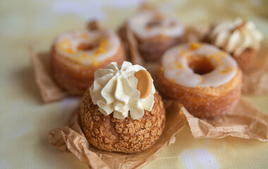 Sugar desserts with sour cream, cakes and cookies 