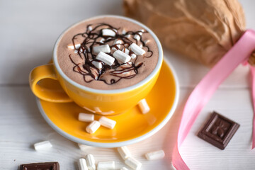 Cup of coffee, cappucino, latte, cacao. Art photo of coffee shop menu