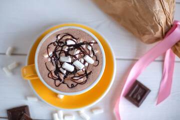 Cup of coffee, cappucino, latte, cacao. Art photo of coffee shop menu