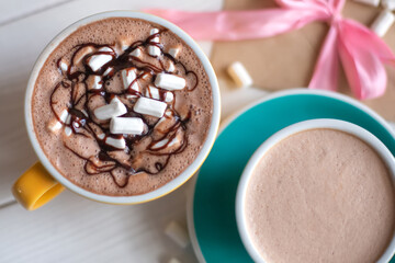 Cup of coffee, cappucino, latte, cacao. Art photo of coffee shop menu