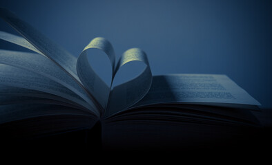 Open book with pages folded like a heart - 480120654