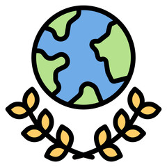 Earth Day filled line color icon