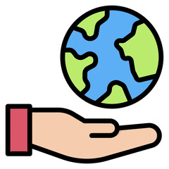 Save The Earth filled line color icon