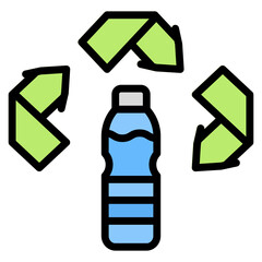 Recycle Bottle Plastic filled line color icon
