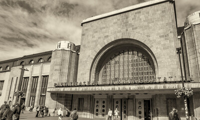 HELSINKI, FINLAND - JULY 3RD, 2017: Tourists in front of central train station. © jovannig