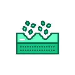 Planting seeds line icon. Isolated vector element.