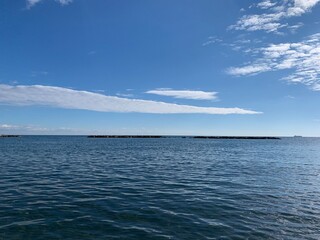 Blue sea horizon, natural background