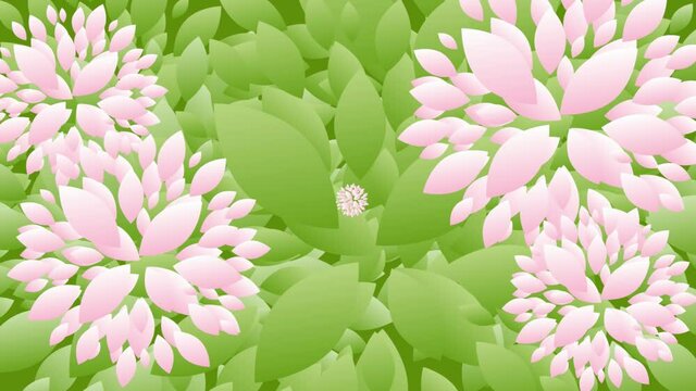 Spring time and blooming. Abstract floral background with abstract flowers. Animated illustration