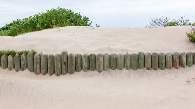 Beach Sand Dunes Wood Poles Landscaping Barriers 