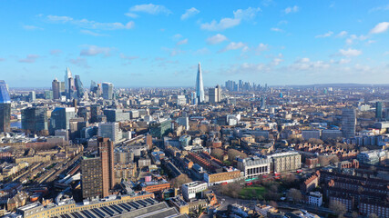 Fototapeta na wymiar Aerial drone photo of famous central train station of Waterloo, London, United Kingdom