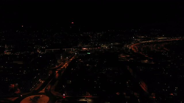 Aerial view of fireworks in Falun, Sweden, during New Years eve