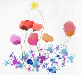 Illustrazione di acquarello fiori astratti per carta da parati