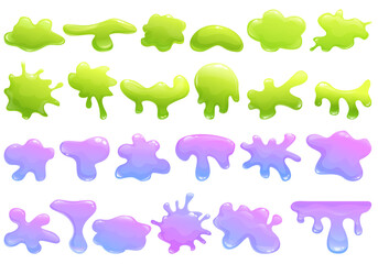 Slime icons set cartoon vector. Game monster. Blob childish