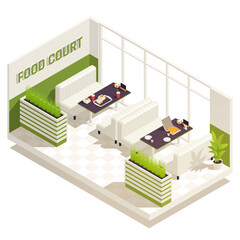 Food Court Isometric Composition