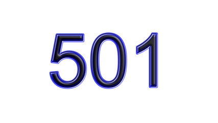blue 501 number 3d effect white background