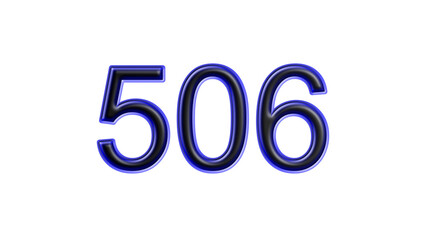 blue 506 number 3d effect white background