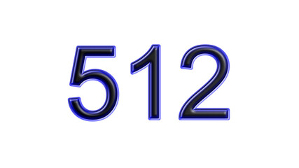 blue 512 number 3d effect white background