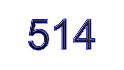 blue 514 number 3d effect white background
