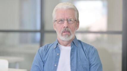 Portrait of Senior Old Man Rejecting Idea
