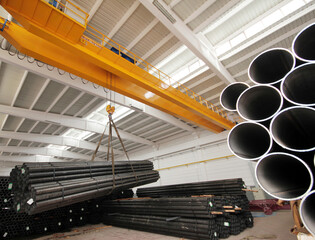 steel pipes inside the factory