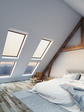 Loft style attic bedroom