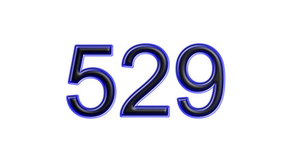 blue 529 number 3d effect white background