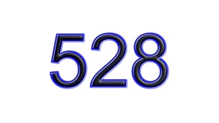 blue 528 number 3d effect white background
