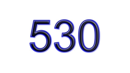 blue 530 number 3d effect white background
