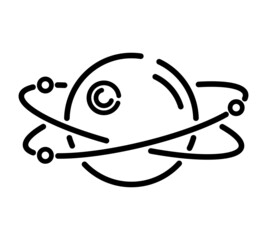 Space planet flat icon. Outline pictogram for web. Line stroke. Isolated on white background. Vector eps10