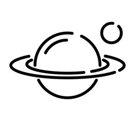 Saturn planet flat icon. Pictogram for web. Line stroke. Isolated on white background. Vector eps10
