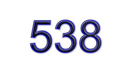 blue 538 number 3d effect white background