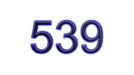blue 539 number 3d effect white background