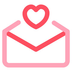 love letter colored line icon