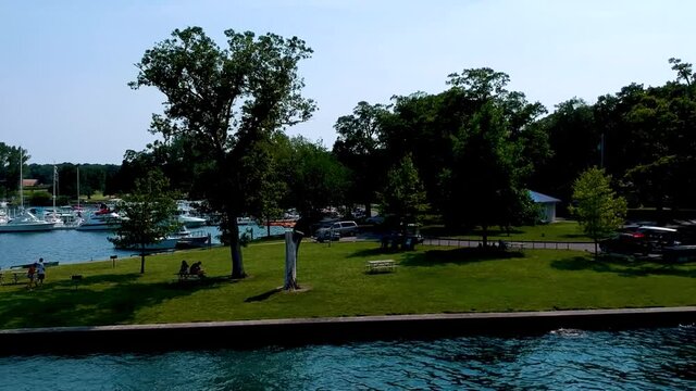 Oak Point State Park Aerial Footage Summer Landscape In Put In Bay