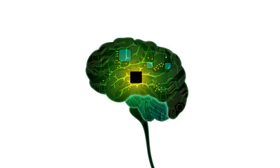 ai artificial intelligence brain semiconductor circuit human android deep green