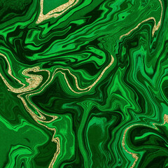 Green Liquid Marble Background, Abstract Fluid Design